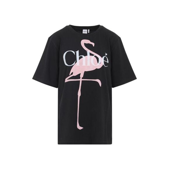 CHLOE Flamingo Graphic T-Shirt Women BLACK Sweaters & Knitwear